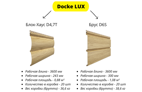 Виниловый сайдинг Docke LUX - параметры панелей